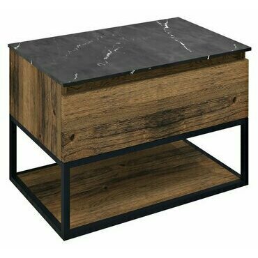 Skříňka umyvadlová 700×500×450 mm černá mat/dub Collingwood CG005-1919