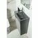 Umývátko betonové Sapho Crest L 400×220 mm včetně výpusti, černý granit, baterie vlevo AR403