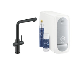 Baterie dřezová stojánková Grohe Blue Home s chladícím zařízením a filtrací, výpusť L velvet black - černá
