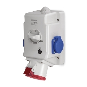 Zásuvka nástěnná Scame Optima 513.3257-2FFS s vypínačem 32 A