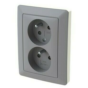 Zásuvka 230 V dvojnásobná ABB Zoni šedá, bílá
