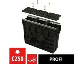 Vpust venkovní žlabová Alca AVZ103R-R403 s kovovým rámem, rošt kompozitní C250