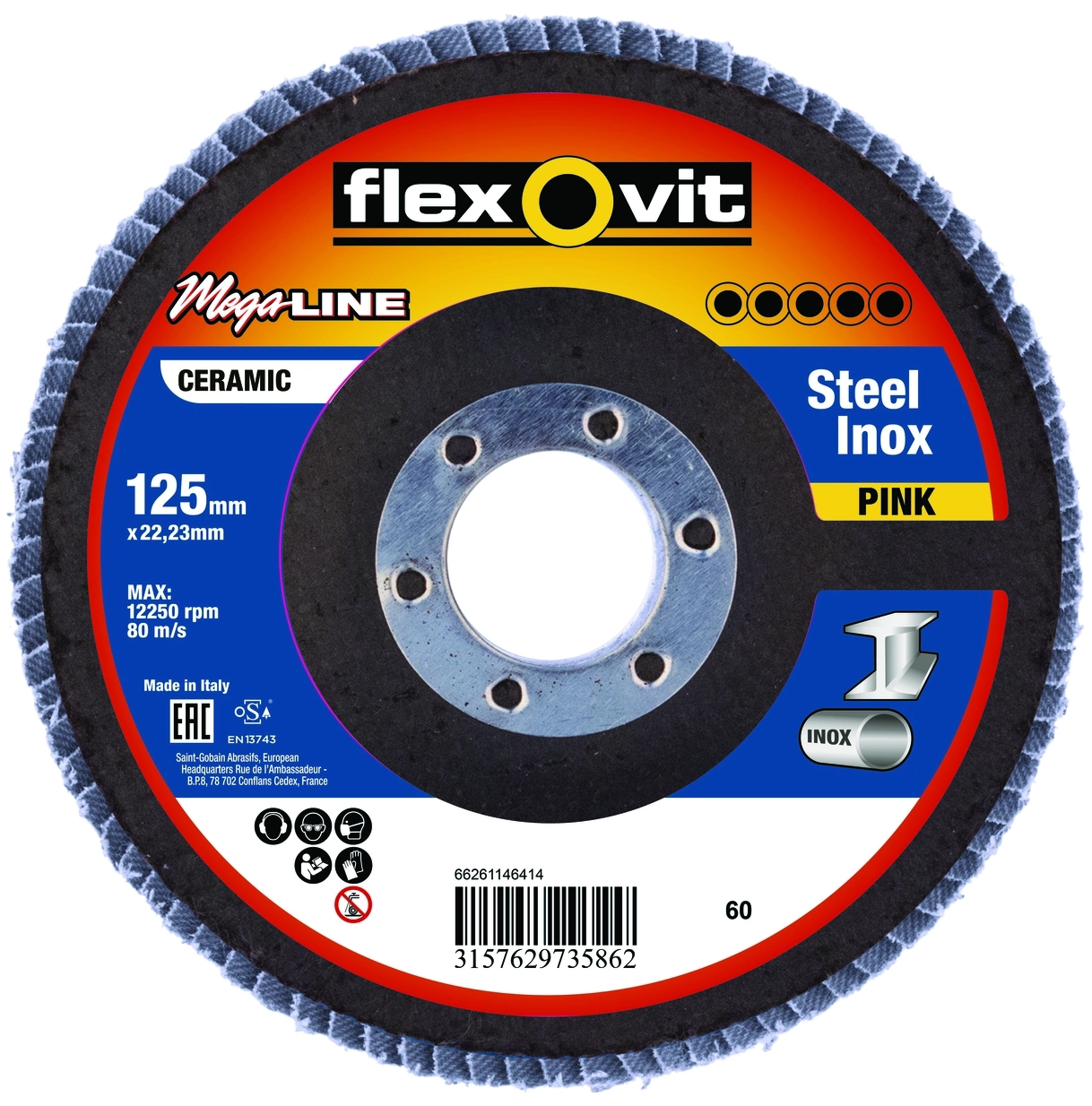 FLEXOVIT Kotouč brusný lamelový Flexovit ML Pink 125×22,23 mm 60