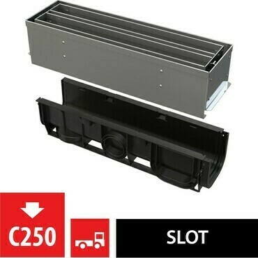 Žlab venkovní štěrbinový Alca AVZ101S-R323R se symetrickým revizním nástavcem 100 mm, nerez