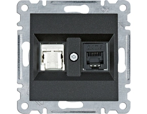 Zásuvka datová a telefonní Hager Lumina CAT5e 1× RJ45, 1× RJ11 černá
