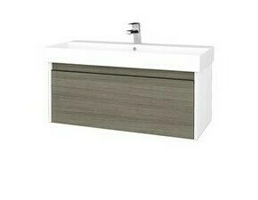 Skříňka umyvadlová Dřevojas BONO SZZ 100 bílá lesk/Cafe vč. umyvadla Glance