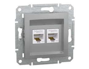 Zásuvka datová Schneider Electric Asfora CAT5E 2× RJ45 aluminium