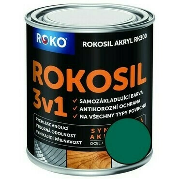 Barva samozákladující Rokosil akryl 3v1 RK 300 5400 zelená tmavá, 0,6 l