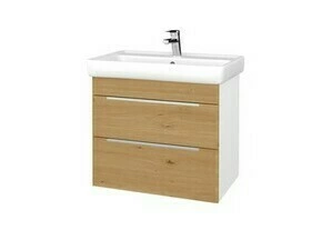 Skříňka umyvadlová Dřevojas PROJECT BENEFIT SZZ2 70 bílá lesk/dub karamel vč. umyvadla Q