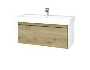 Skříňka umyvadlová Dřevojas BONO SZZ 100 bílá lesk/Arlington vč. umyvadla Glance