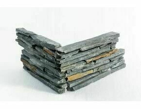 Obklad kamenný lepený DEKSTONE N 3005 Black&Rusty Slate břidlice rohový 150×(250+300) mm hrubý
