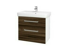 Skříňka umyvadlová Dřevojas Q MAX SZZ2 70 bílá lesk/Ořech vč. umyvadla Q