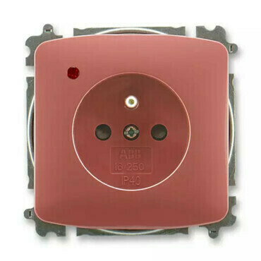 Zásuvka 230 V jednonásobná ABB Tango IP 40 s optickou signalizací vřesová červená