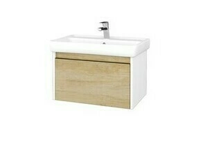 Skříňka umyvadlová Dřevojas BONO SZZ 70 bílá lesk/Nebraska vč. umyvadla Q