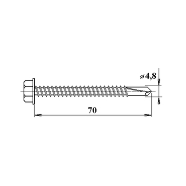 Šroub do železa TEX 4,8×70 mm