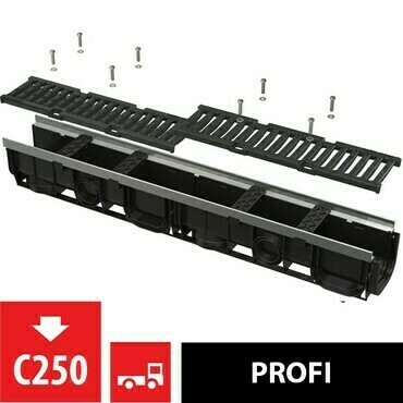 Žlab venkovní Alca AVZ103-R202 s kovovým rámem, rošt litinový C250