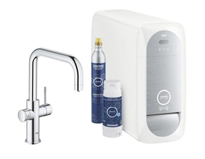 Baterie dřezová stojánková Grohe Blue Home s chladícím zařízením a filtrací, výpusť U chrom