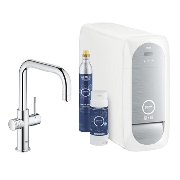 Baterie dřezová stojánková Grohe Blue Home s chladícím zařízením a filtrací, výpusť U chrom