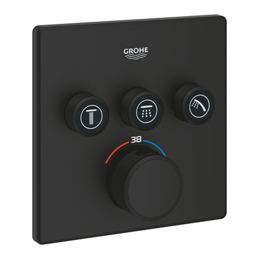 Baterie podomítková termostatická Grohe Grohtherm SmartControl 3-cestná phantom black 102167KF00