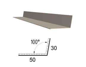 Koutová lišta z poplastovaného plechu Viplanyl 30×50 mm, r. š. 80 mm (vnitřní)