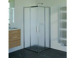 Kout sprchový WECCO SHINY 800×800 mm lesklý hliník/matné sklo