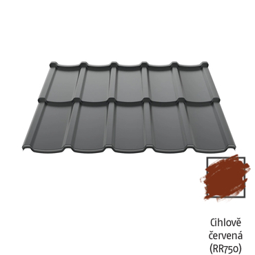 Krytina plechová Ruukki Modular 40 RR750 cihlově červená