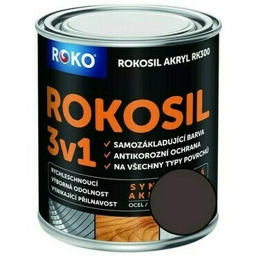 Barva samozákladující Rokosil akryl 3v1 RK 300 2880 hnědá tmavá, 0,6 l