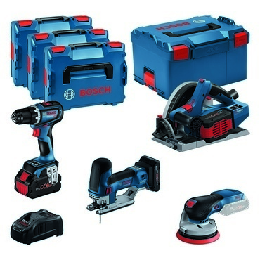Sada AKU nářadí Bosch GSR + GKT + GST + GEX 18 V 2× 5,5 Ah 1× 4 Ah