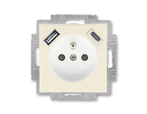 Zásuvka 230 V s USB jednonásobná ABB Levit slonová kost, bílá