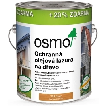 Lazura olejová ochranná Osmo 728 cedr, 3 l