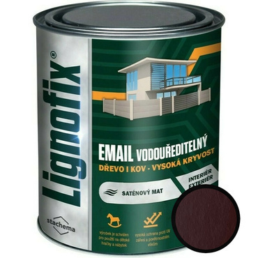 Barva vrchní Lignofix Email vodouředitelný čokoládová, 0,75 l
