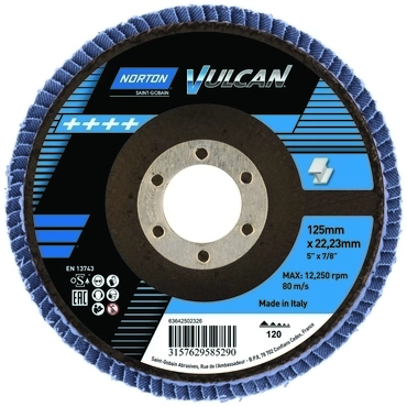 Kotouč brusný lamelový Norton Vulcan R842 125×22,23 mm 120