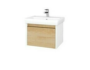 Skříňka umyvadlová Dřevojas BONO SZZ 60 bílá lesk/Nebraska vč. umyvadla Q