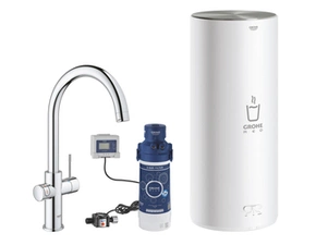 Baterie dřezová stojánková Grohe Red Duo s ohřevem vody a filtrací, C- výpusť, vel. L chrom