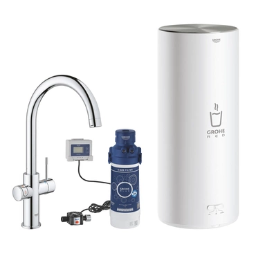 Baterie dřezová stojánková Grohe Red Duo s ohřevem vody a filtrací, C- výpusť, vel. L chrom