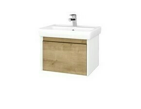 Skříňka umyvadlová Dřevojas BONO SZZ 60 bílá lesk/Arlington vč. umyvadla Q