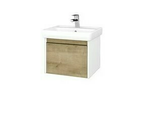 Skříňka umyvadlová Dřevojas BONO SZZ 55 bílá lesk/Arlington vč. umyvadla Q