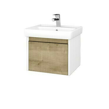 Skříňka umyvadlová Dřevojas BONO SZZ 55 bílá lesk/Arlington vč. umyvadla Q