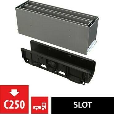 Žlab venkovní štěrbinový Alca AVZ101S-R324R se symetrickým revizním nástavcem 160 mm, nerez