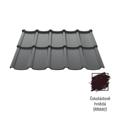 Krytina plechová Ruukki Modular 40 RR887 čokoládově hnědá
