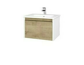 Skříňka umyvadlová Dřevojas BONO SZZ 60 bílá lesk/Arlington vč. umyvadla Euphoria