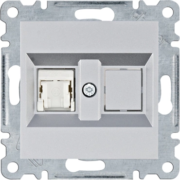 Zásuvka datová Hager Lumina CAT5e 1× RJ45 UTP nestíněná stříbrná