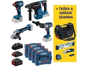 Sada AKU nářadí Bosch GSR + GDX + GWS + GBH 0.615.990.N32 18 V 2× 5,5 Ah 1× 4 Ah