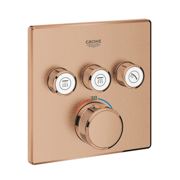 Baterie podomítková termostatická Grohe Grohtherm SmartControl 3-cestná kartáčovaný Warm Sunset 29126DL0