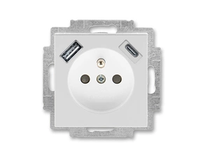 Zásuvka 230 V s USB jednonásobná ABB Levit šedá, bílá