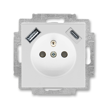 Zásuvka 230 V s USB jednonásobná ABB Levit šedá, bílá