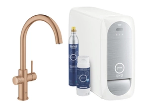 Baterie dřezová stojánková Grohe Blue Home s chladícím zařízením a filtrací, výpusť C kartáčovaný Warm Sunset