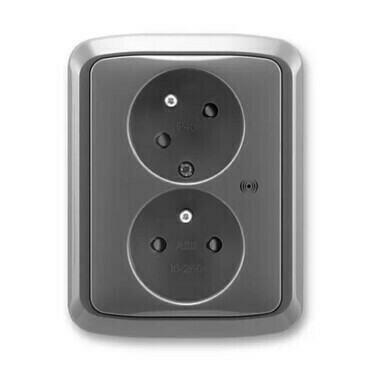 Zásuvka 230 V dvojnásobná ABB Tango IP 40 s akustickou signalizací kouřová šedá