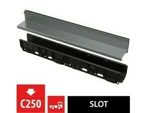 Žlab venkovní štěrbinový Alca AVZ101-R321 s asymetrickým nástavcem 100 mm, nerez