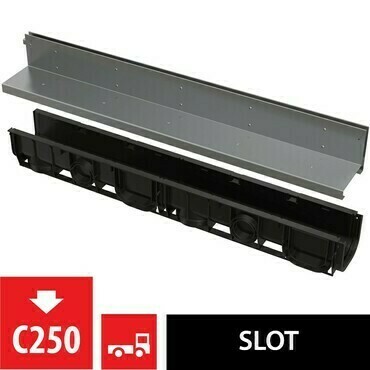 Žlab venkovní štěrbinový Alca AVZ101-R321 s asymetrickým nástavcem 100 mm, nerez